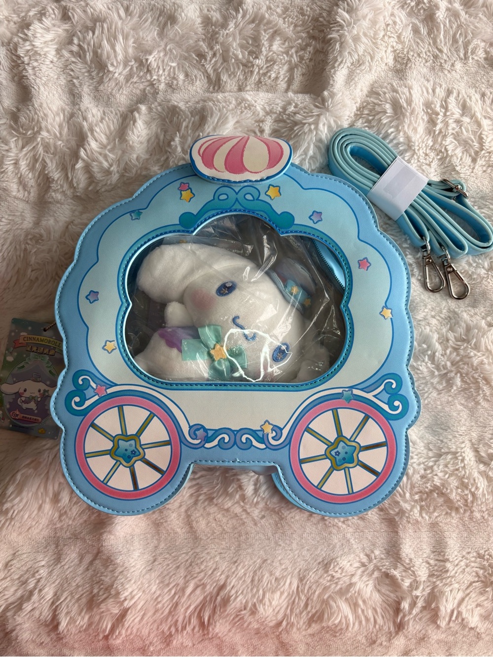 Sanrio Blue Carriage Crossbody Bag with Plush Cinnamoroll